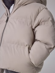 smALLSAINTS Neutral Heatseal Logo Short Length Coat - Image 5 of 11