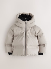 smALLSAINTS Neutral Heatseal Logo Short Length Coat - Image 7 of 11