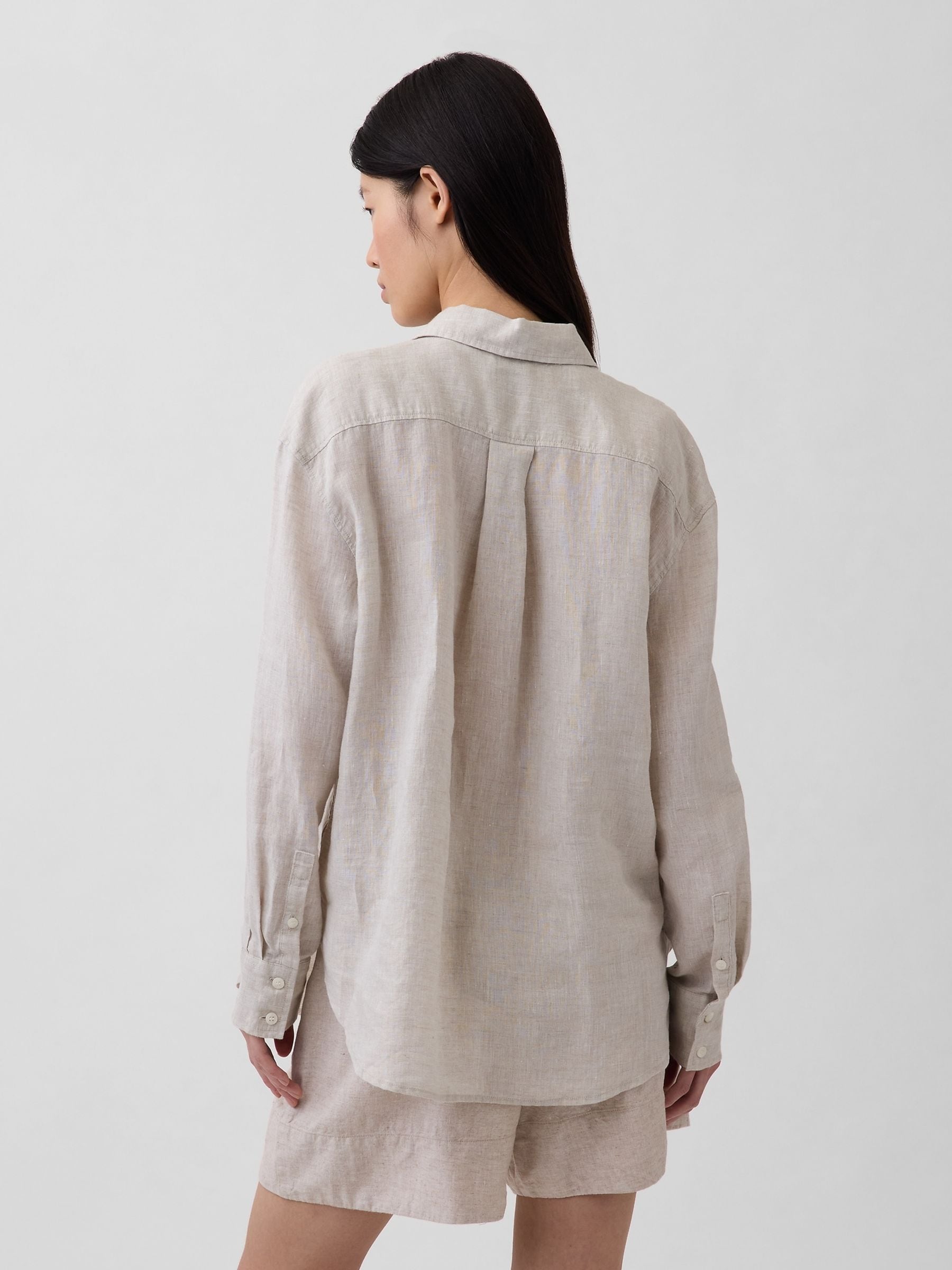 Buy Gap Beige Linen Oversized Shirt from the Next UK online shop