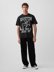Gap Black Led Zepplin Relaxed Graphic Short Sleeve T-Shirt - Image 3 of 4