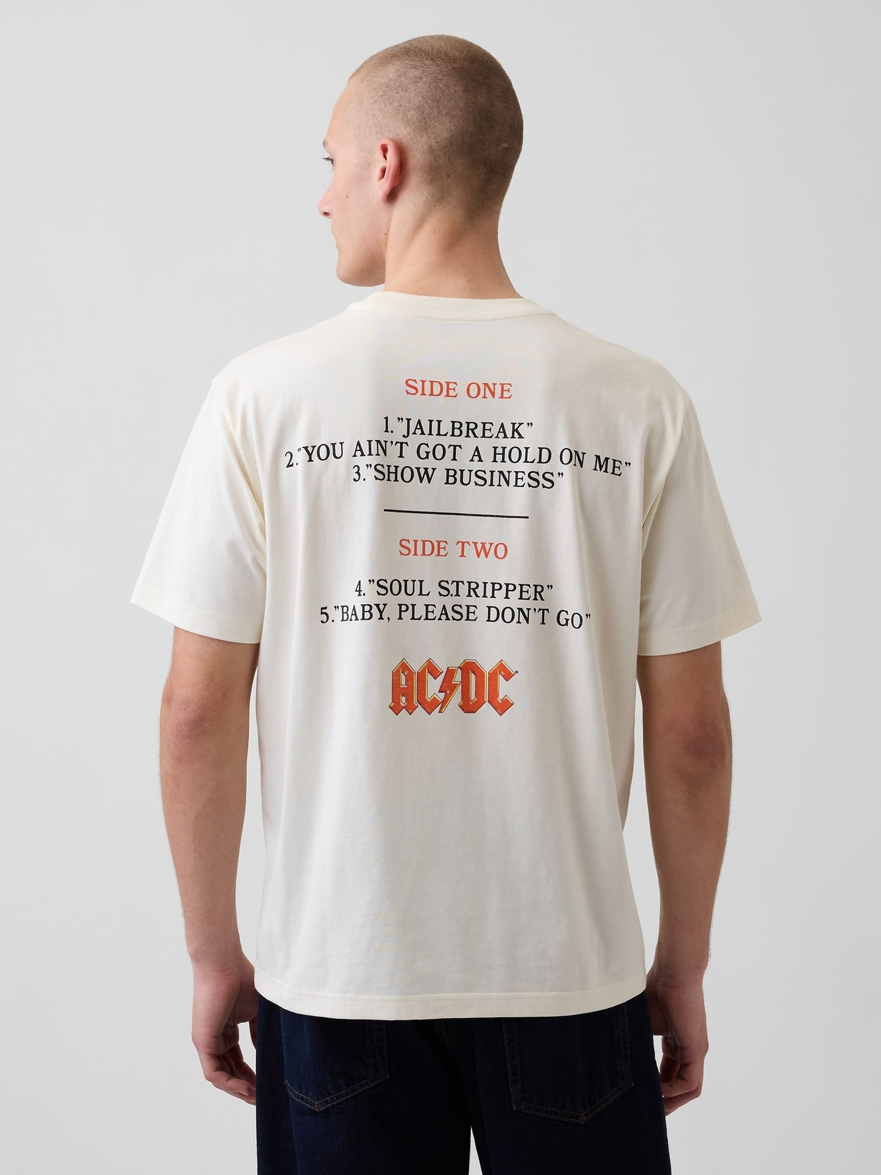 Buy Gap White ACDC Everyday Soft Relaxed Graphic Short Sleeve T