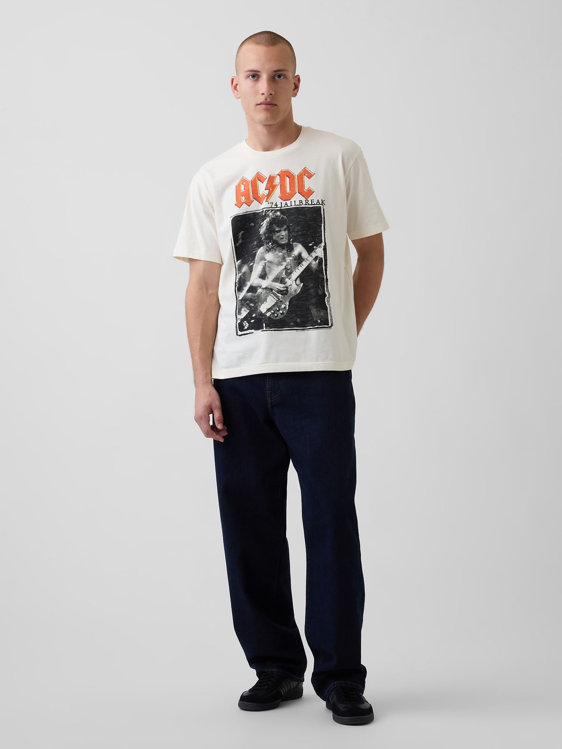 Buy Gap White ACDC Everyday Soft Relaxed Graphic Short Sleeve T