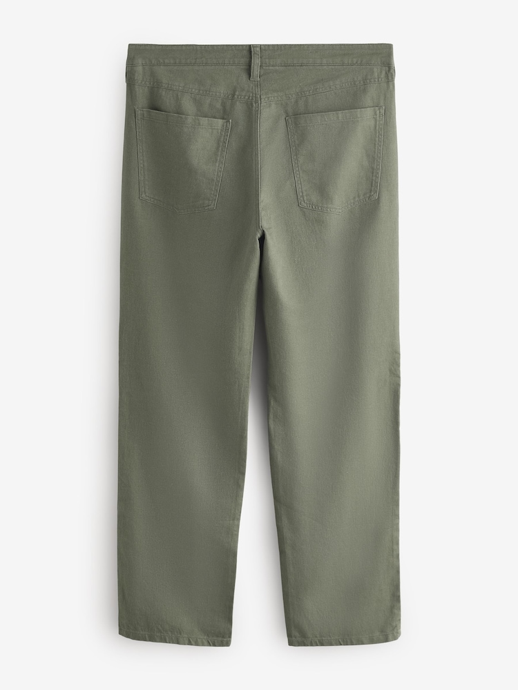Gap Green Linen-Cotton Relaxed Straight Trousers - Image 2 of 6 Gap Green Linen-Cotton Relaxed Straight Trousers - Image 2 of 6