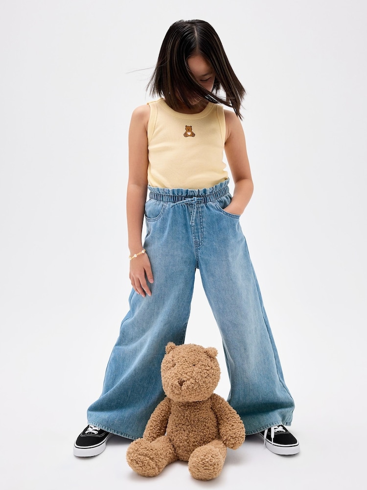 Gap Blue Mid Rise SuperLight Pull On Baggy Jeans (4-13yrs) - Image 1 of 4 Gap Blue Mid Rise SuperLight Pull On Baggy Jeans (4-13yrs) - Image 1 of 4