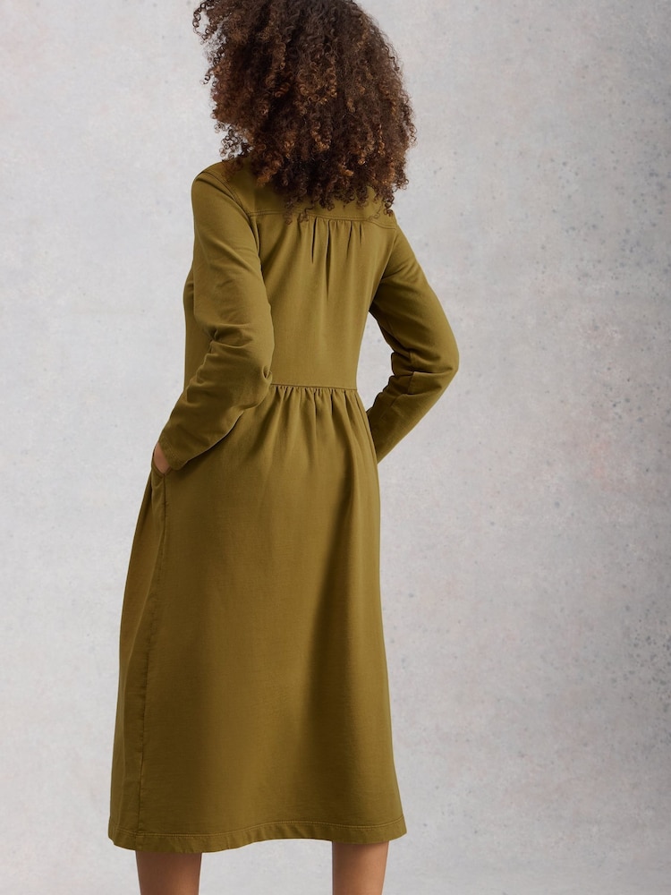 White Stuff Green Ray Jersey Midi Dress - Image 2 of 6