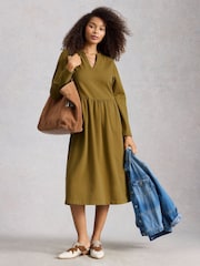 White Stuff Green Ray Jersey Midi Dress - Image 3 of 6
