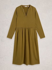 White Stuff Green Ray Jersey Midi Dress - Image 5 of 6
