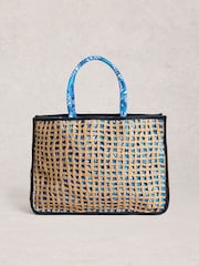 White Stuff Blue Jasmine Weave Tote Bag - Image 1 of 4