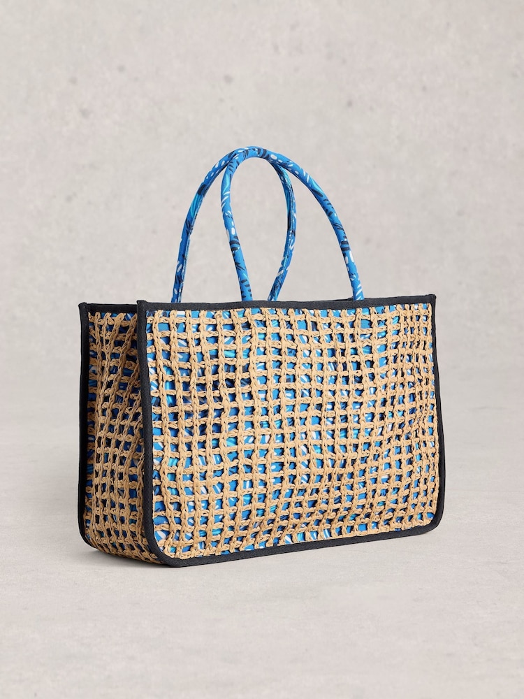 White Stuff Blue Jasmine Weave Tote Bag - Image 2 of 4 White Stuff Blue Jasmine Weave Tote Bag - Image 2 of 4