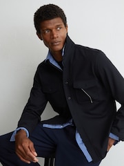 Reiss Navy Mcshane Twin-Pocket Button-Through Overshirt - Image 1 of 7