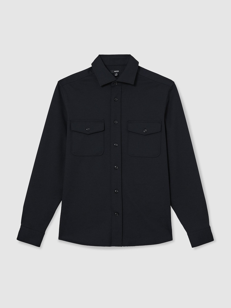 Reiss Navy Mcshane Twin-Pocket Button-Through Overshirt - Image 2 of 7