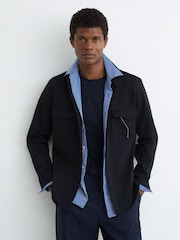 Reiss Navy Mcshane Twin-Pocket Button-Through Overshirt - Image 3 of 7