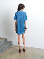 French Connection Archie Denim Patch Pocket Back Pleat Mini Dress - Изображение 4 6