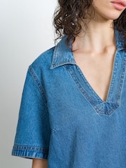 French Connection Archie Denim Patch Pocket Back Pleat Mini Dress - Изображение 5 6