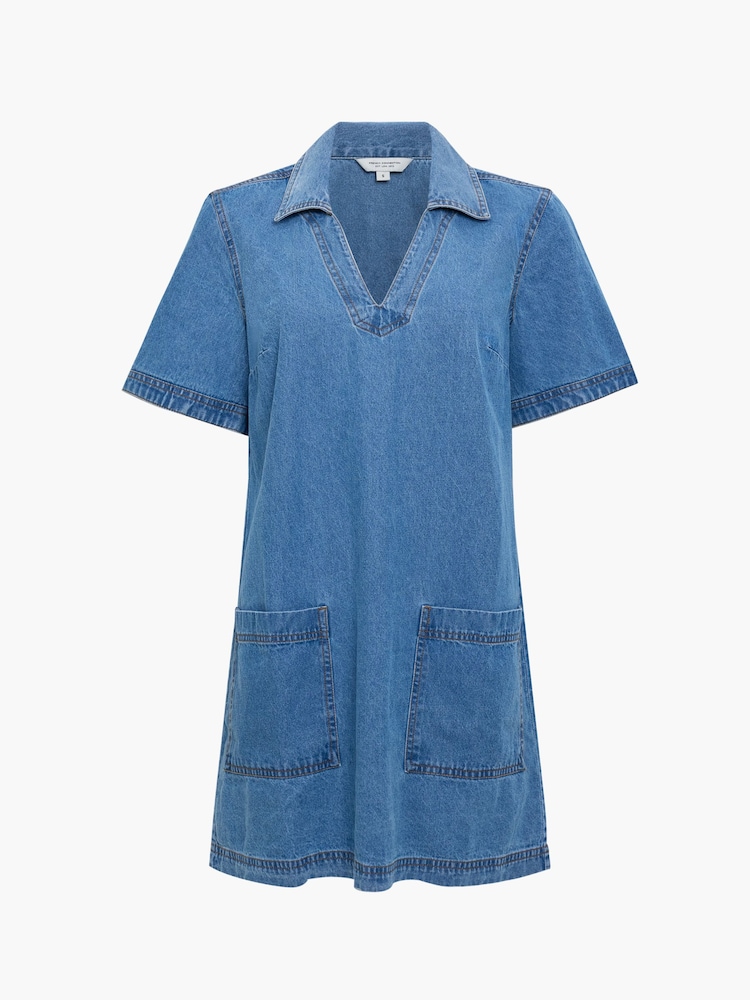 French Connection Archie Denim Patch Pocket Back Pleat Mini Dress - Изображение 6 6