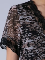 Religion Brown Millie V-Neck Midi Occasion Dress In Animal Print With Lace Inserts - Image 6 of 6