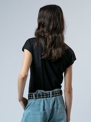 Religion Black Cute Fitted Jersey Dream T-Shirt With Embellished Palm Tree - Image 3 of 6