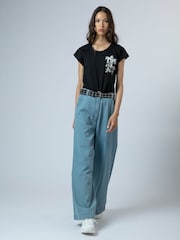 Religion Black Cute Fitted Jersey Dream T-Shirt With Embellished Palm Tree - Image 4 of 6