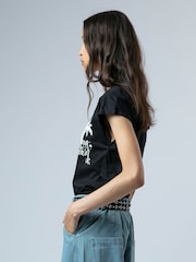 Religion Black Cute Fitted Jersey Dream T-Shirt With Embellished Palm Tree - Image 5 of 6