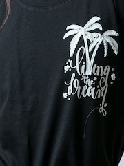 Religion Black Cute Fitted Jersey Dream T-Shirt With Embellished Palm Tree - Image 6 of 6