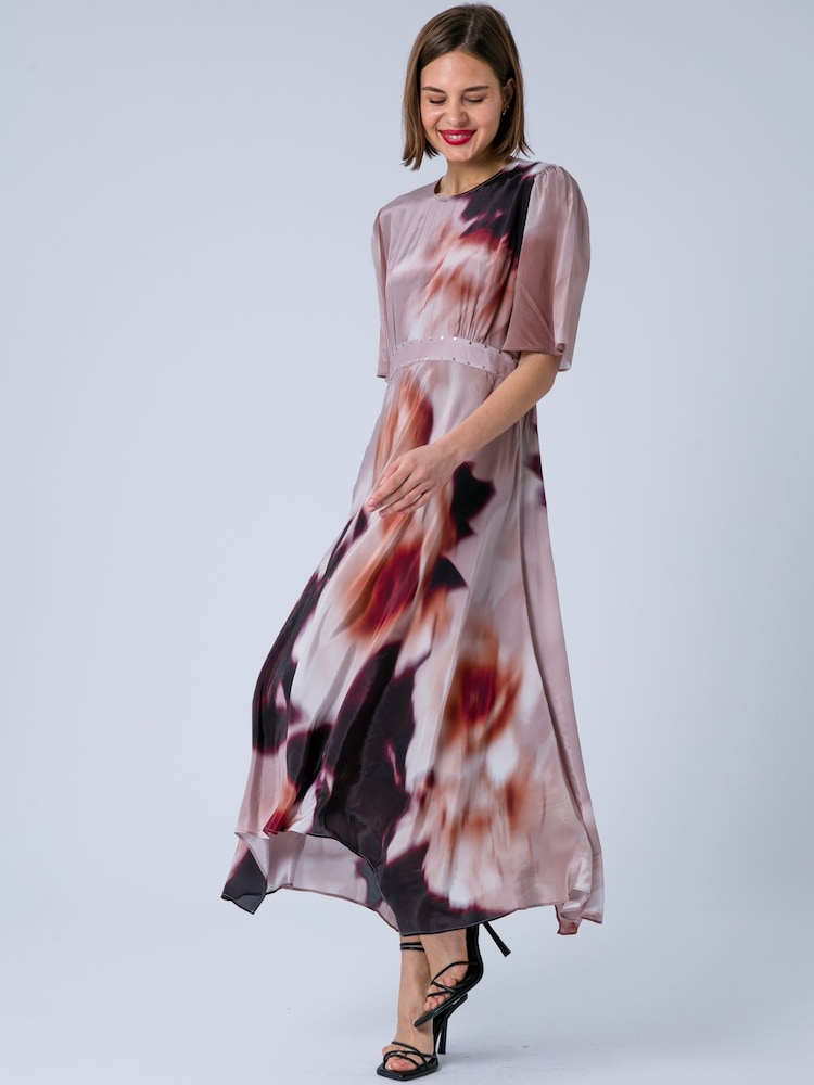 Religion Pink Tory Tea Maxi Occasion Dress With Short Sleeves In Floral Placement Print - Image 2 of 8