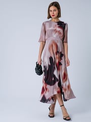 Religion Pink Tory Tea Maxi Occasion Dress With Short Sleeves In Floral Placement Print - Image 5 of 8