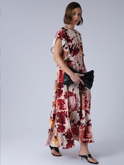 Religion Orange Ara Maxi Occasion Dress With Ruffle Sleeves And Lace Trim - Image 1 of 8