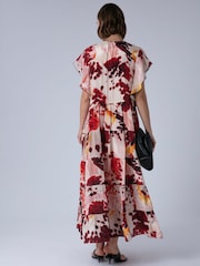 Religion Orange Ara Maxi Occasion Dress With Ruffle Sleeves And Lace Trim - Image 4 of 8