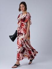 Religion Orange Ara Maxi Occasion Dress With Ruffle Sleeves And Lace Trim - Image 5 of 8