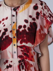 Religion Orange Ara Maxi Occasion Dress With Ruffle Sleeves And Lace Trim - Image 7 of 8