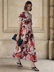 Religion Orange Ara Maxi Occasion Dress With Ruffle Sleeves And Lace Trim - Image 8 of 8