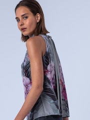 Religion Grey Lauren Halter Neck Top With Long Sash In Beautiful Floral Print - Image 7 of 7