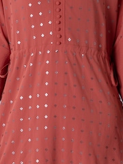 Religion Orange Long Line Helena Kaftan Occasion Dress with All Over Sequin Pattern and Tassle Tie Waist Band - Image 7 of 8