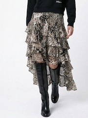 Коричневый - Юбка для особых случаев с оборками и цветочным принтом Religion Fae - Изображение 1 4