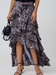 Religion Brown Fae Low Ruffle Occasion Skirt In Floral Print - Image 5 of 8
