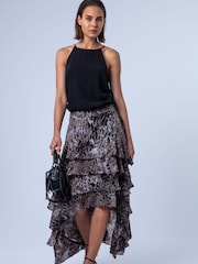 Religion Brown Fae Low Ruffle Occasion Skirt In Floral Print - Image 7 of 8