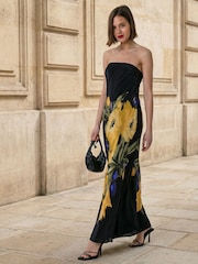 Religion Yellow Pretty Floral Freedom Bandeau Occasion Dress in Silky Fabric - Image 7 of 8