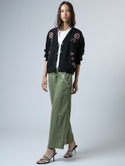 Religion Black/Pink Love Button Sweatshirt Cardigan With Contrast Embroidery - Image 6 of 7