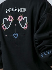 Religion Black/Pink Love Button Sweatshirt Cardigan With Contrast Embroidery - Image 7 of 7