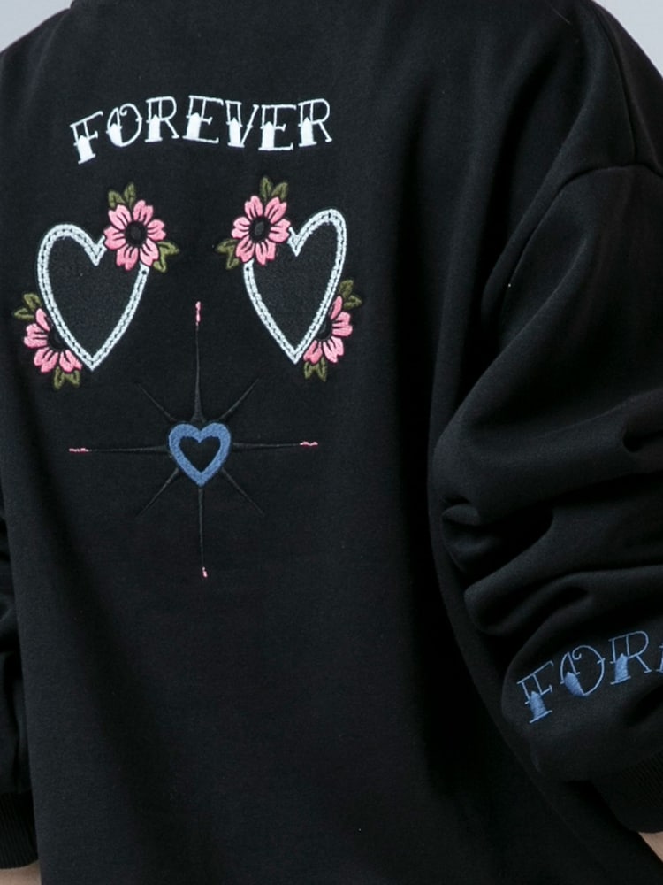 Religion Black/Pink Love Button Sweatshirt Cardigan With Contrast Embroidery - Image 7 of 7
