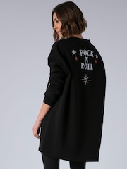 Religion Black Love Casual Sweatshirt Tunic Dress With Contrast Embroidery - Image 3 of 7