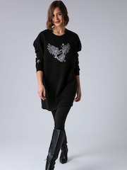 Religion Black Love Casual Sweatshirt Tunic Dress With Contrast Embroidery - Image 5 of 7