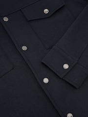 Reiss Navy Thom Premium Interlock Twin-Pocket Overshirt - Image 6 of 6