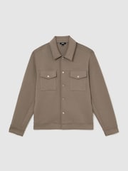 Reiss Mushroom Brown Thom Premium Interlock Twin-Pocket Overshirt - Image 2 of 7