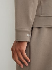 Reiss Mushroom Brown Thom Premium Interlock Twin-Pocket Overshirt - Image 6 of 7