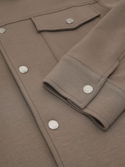 Reiss Mushroom Brown Thom Premium Interlock Twin-Pocket Overshirt - Image 7 of 7