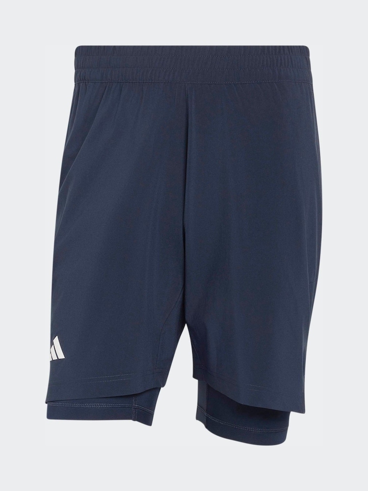 adidas Blue Shorts & Tight Tennis Shorts Set - Image 6 of 6