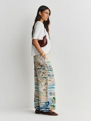 Weekend MaxMara Blue Curva Silk Print Wide Leg Trousers - Image 3 of 5