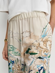 Weekend MaxMara Blue Curva Silk Print Wide Leg Trousers - Image 5 of 5