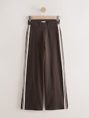 Brown Side Stripe Jersey Denim Wide Leg Trousers - Image 6 of 8